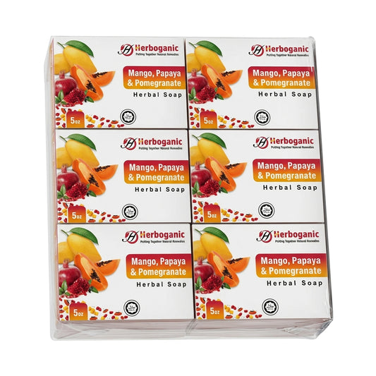 Mango, Papaya & Pomegranate Herbal Soap - Pack of 6