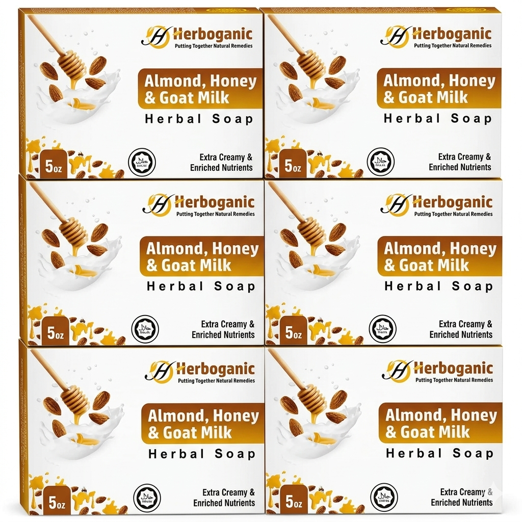 Almond, Honey & Goat Milk Herbal Soap - Pack of 6