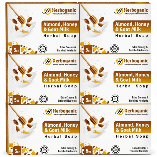 Almond, Honey & Goat Milk Herbal Soap - Pack of 6
