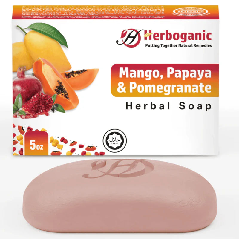 Mango, Papaya & Pomegranate Herbal Soap - Pack of 6