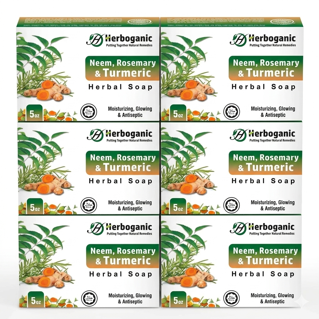 Neem, Rosemary & Turmeric Herbal Soap - Pack of 6