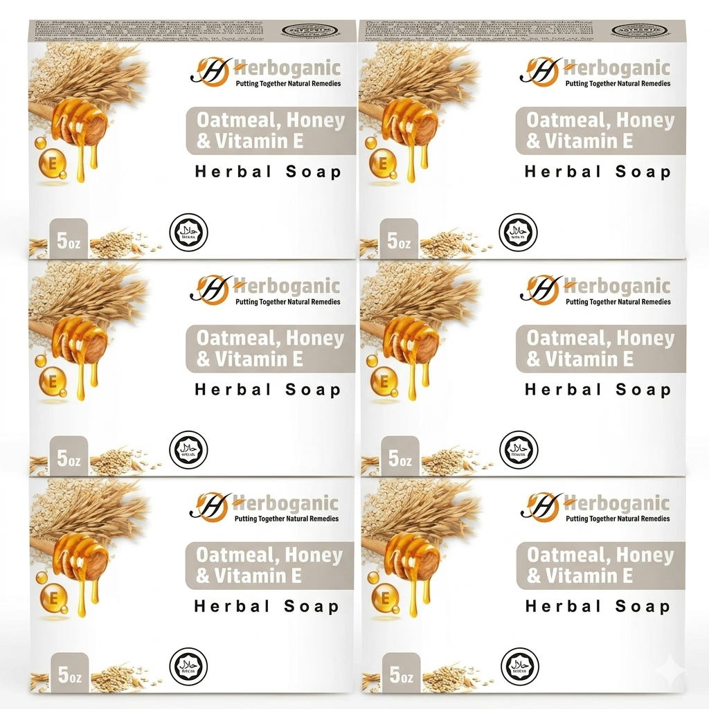 Oatmeal, Honey & Vitamin E Herbal Soap - Pack of 6