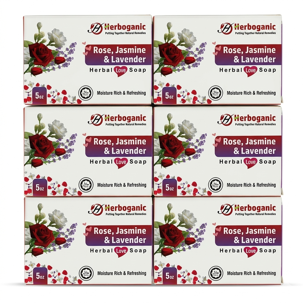 Rose, Jasmine & Lavender Herbal Soap - Pack of 6