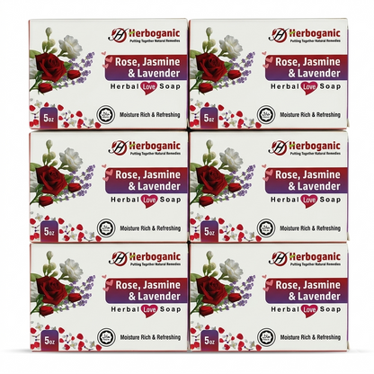 Rose, Jasmine & Lavender Herbal Soap - Pack of 6