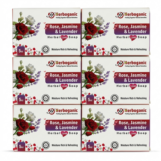 Rose, Jasmine & Lavender Herbal Soap - Pack of 6