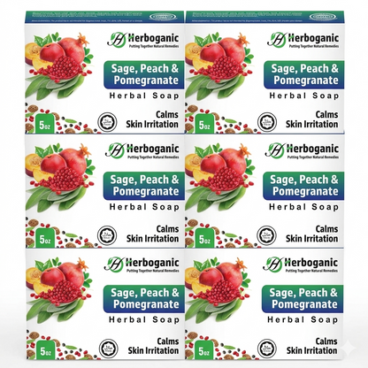 Sage, Peach & Pomegranate Herbal Soap - Pack of 6