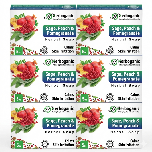 Sage, Peach & Pomegranate Herbal Soap - Pack of 6